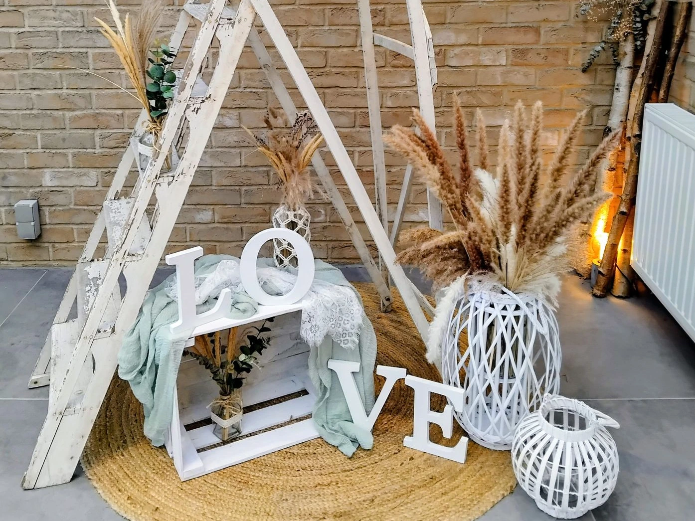Dekoration Vintage Leiter LOVE-Set für Hochzeiten