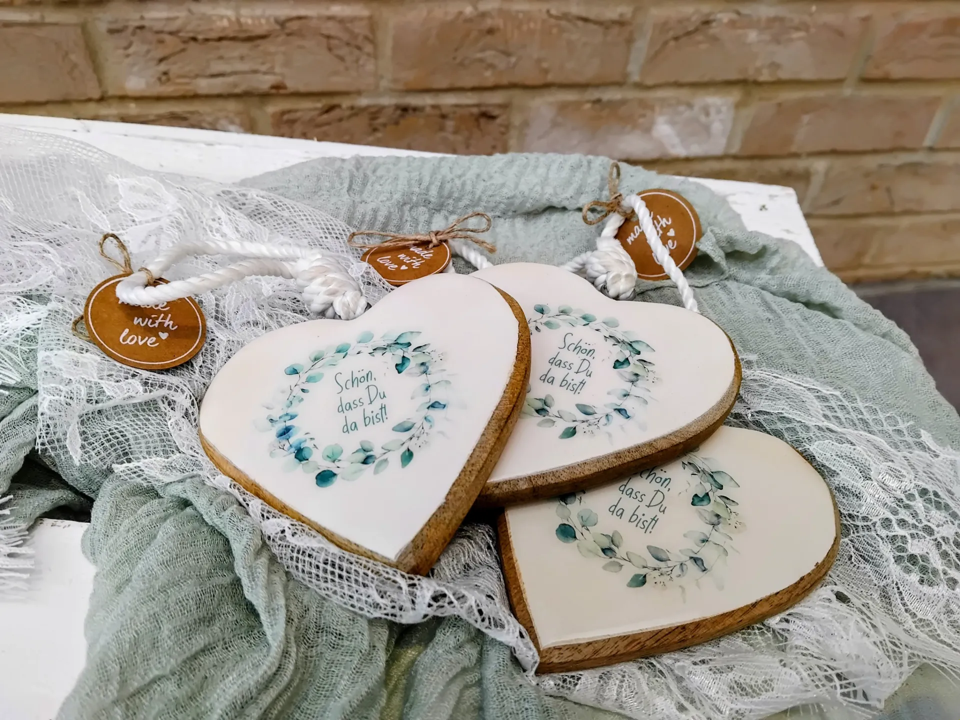 Kleine Herzen Ideal, um Kirchenbänke oder Tische zu dekorieren, zum aufhängen Set 11 Stück