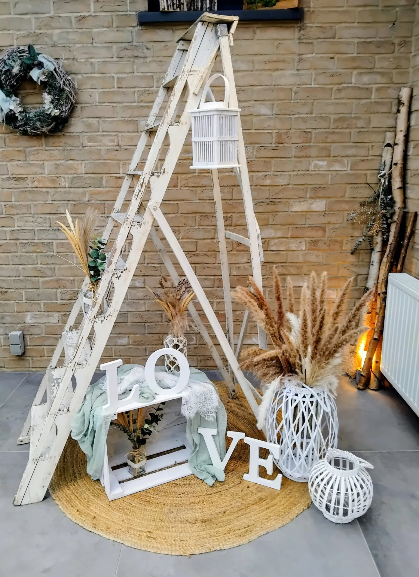 Échelle vintage blanche et LOVE-Set (Set complet)