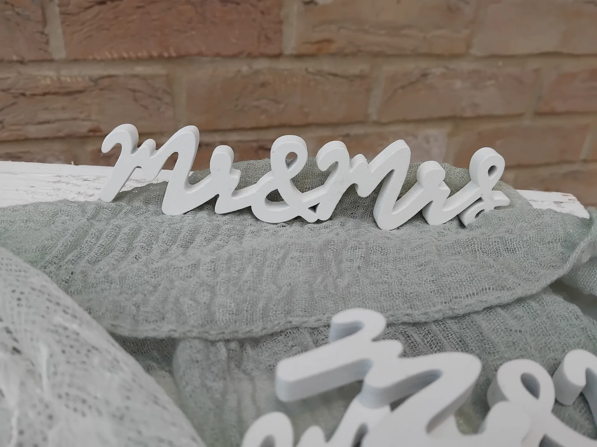 Mr & Mrs – petits présentoirs blancs, lot de 7 pièces