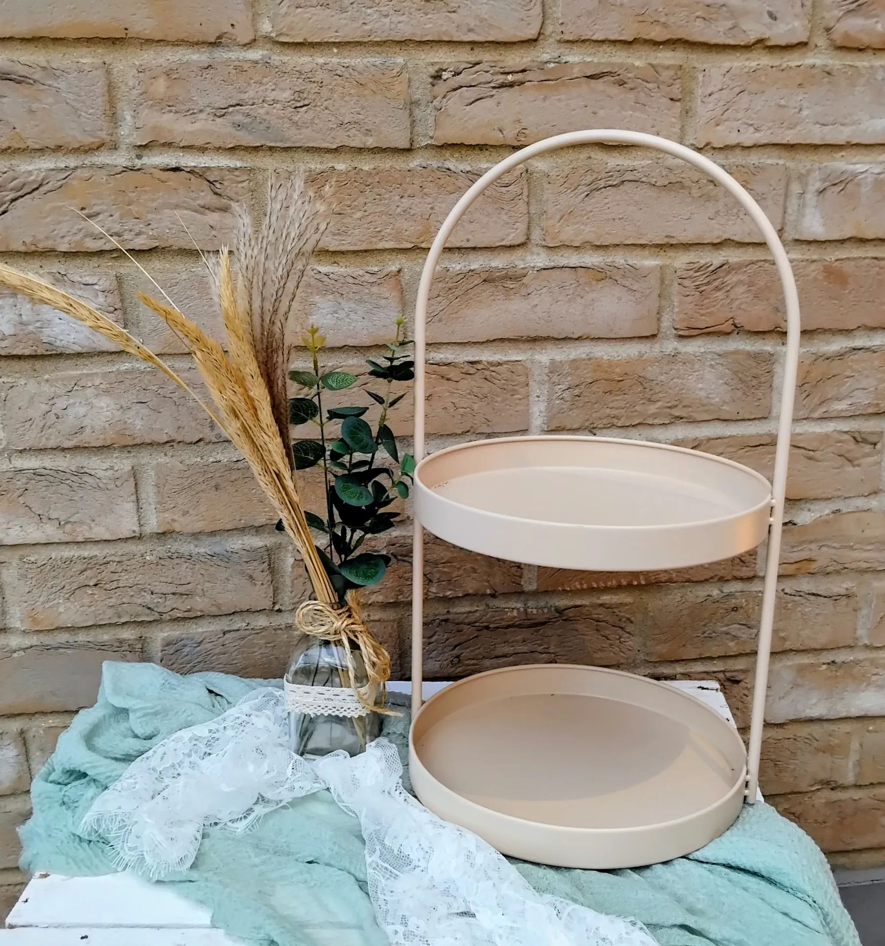 Etagere – rund mit Henkel, rosa
